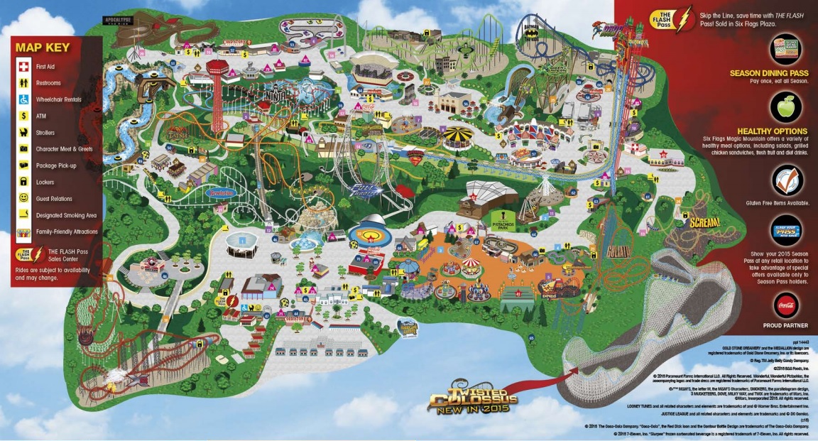 Six Flags Magic Mountain 2015 Park Map